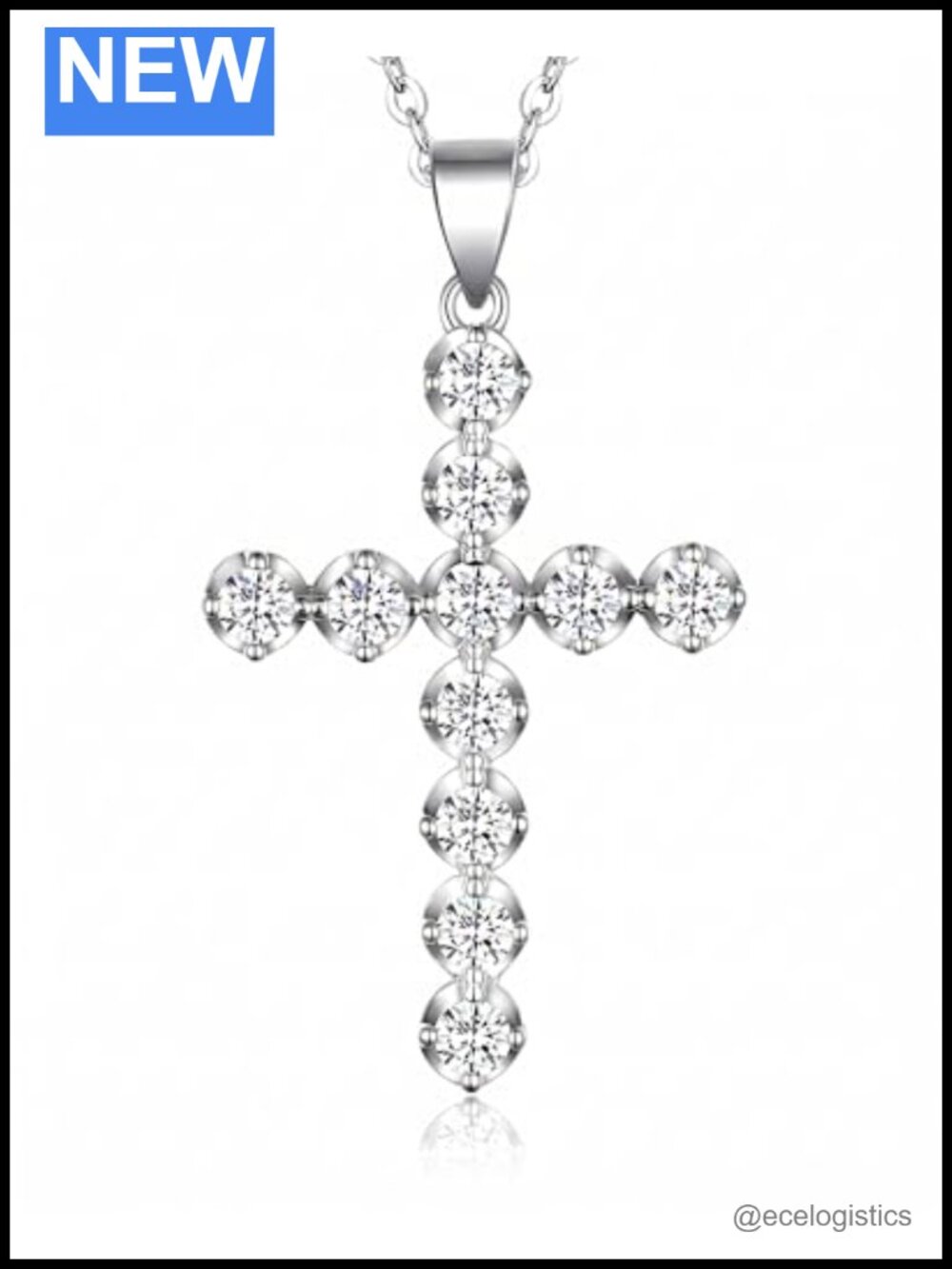 Moissanite Cross Necklace 925 Sterling Silver Religious Pendant Unisex